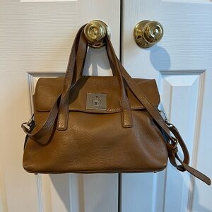DKNY Elegant Camel Leather Handbag, genuine leather